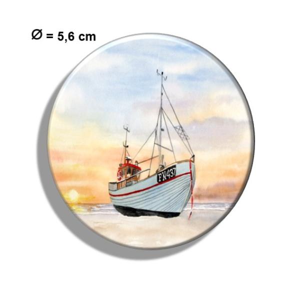 Kühlschrankmagnet m. Flaschenöffner  Fischerboot im Sonnenuntergang Aquarell Maritim Kunst Druck Kunstdruck Dänemark Nordsee  Düne Meer Möwe Strand